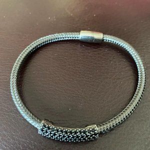 PANDORA STYLE   MESH  BRACELET  WITH CRYSTAL  925  QG  ITALY